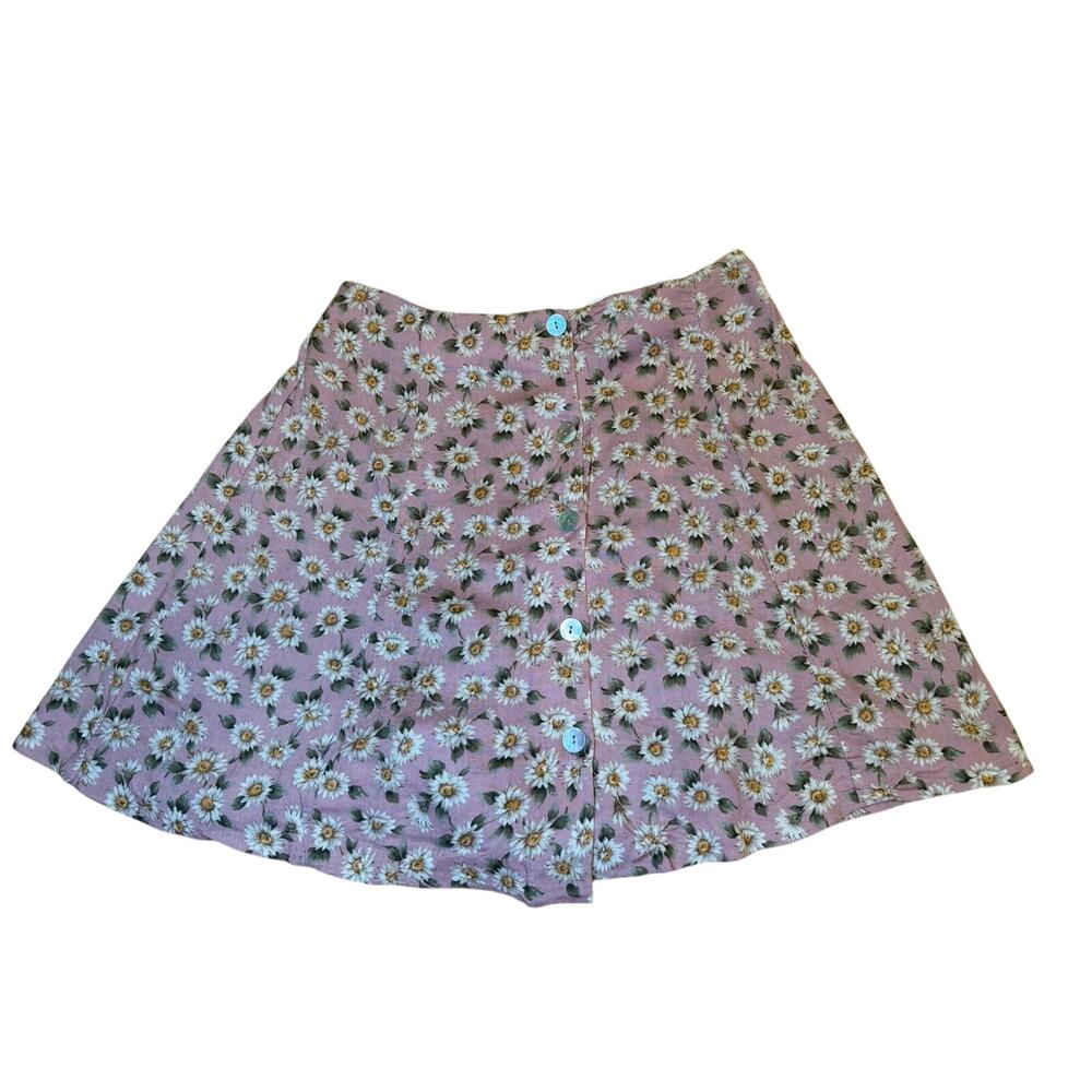 Vintage Byer CA Pink Daisy Floral Button Front Skort Cottagecore USA Size 7